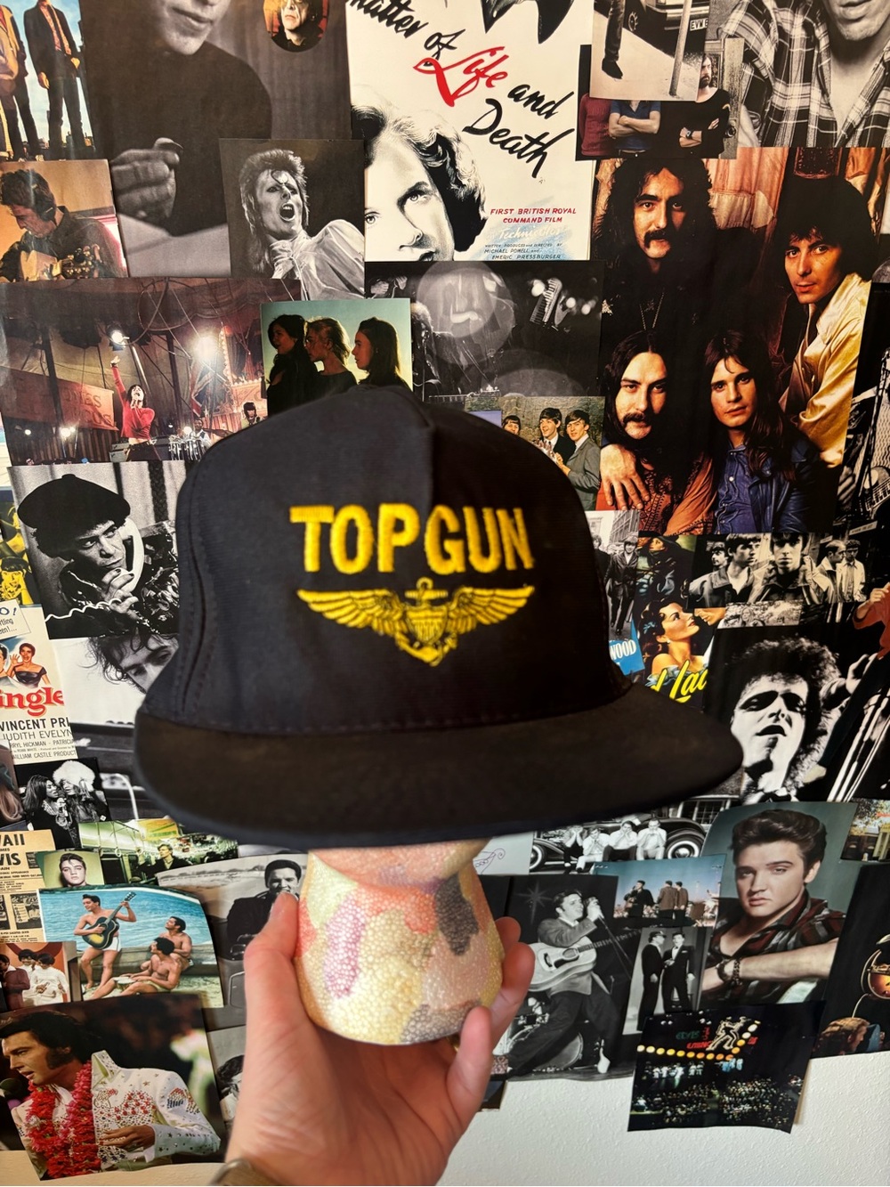 Top Gun Embroidered Black Snapback Hat - TOPGUN Logo